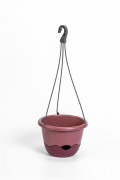 Selfwatering pot with plastic hanger Mareta pink wine red